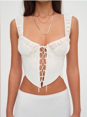 For Love & Lemons Tilly Denim Corset Top